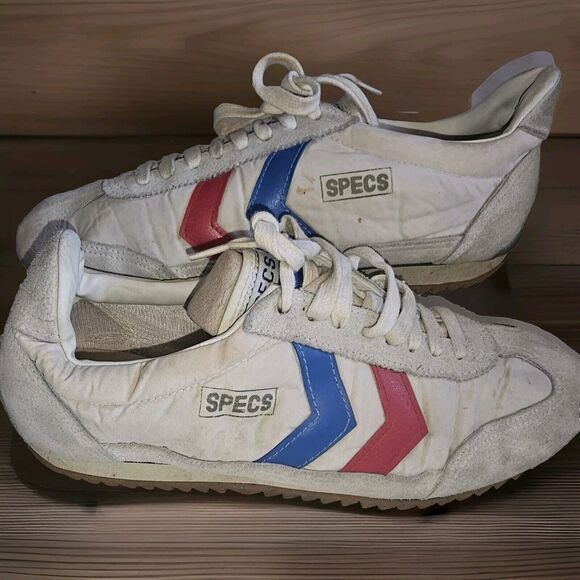 Vtg 1980's Korean VINTAGE RED White Athletic Shoes Size 10 - Picture 1 of 16
